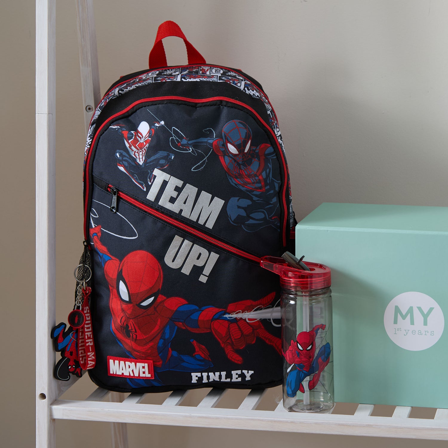 Personalised William Lamb Spiderman Water Bottle And Backpack