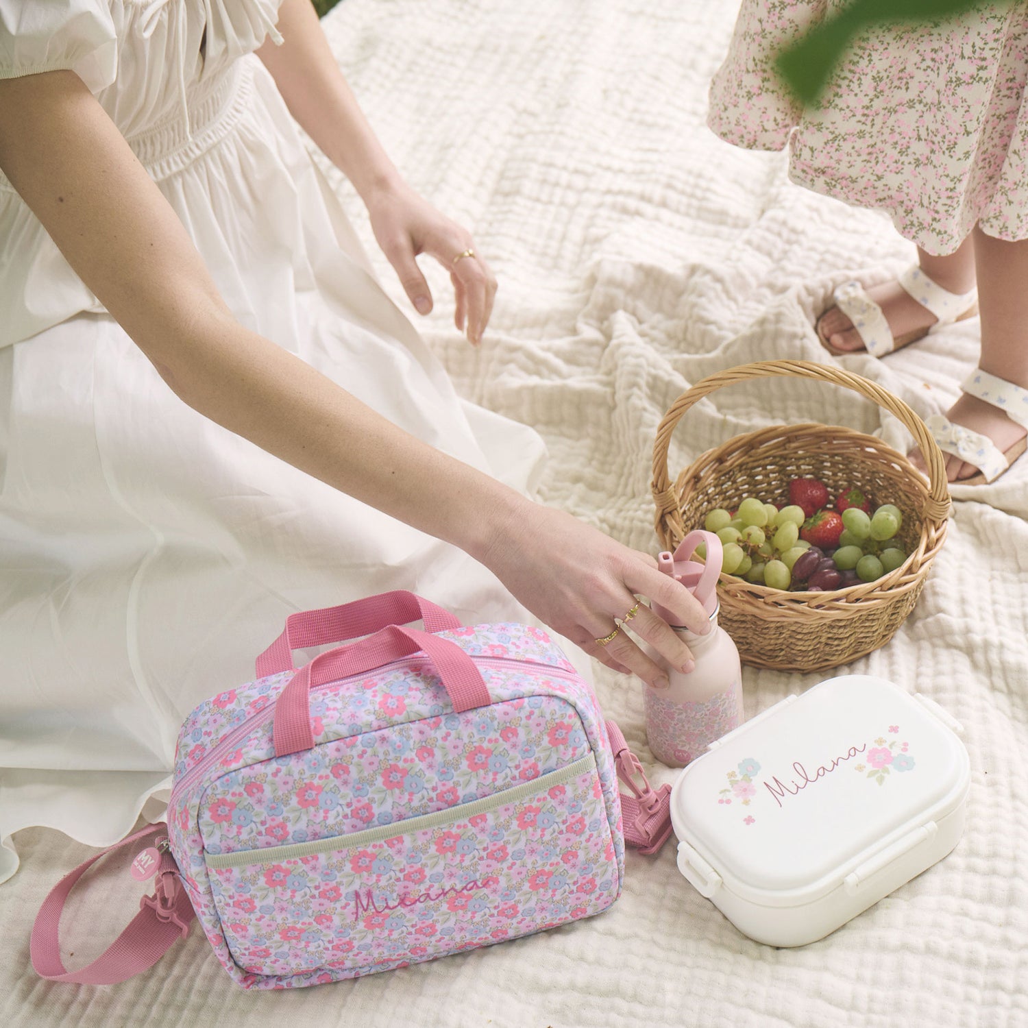 Personalised Cottage Ditsy Boxy Lunchbag