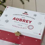 Personalised Wooden Christmas Delivery Red Christmas Eve Box FSC®