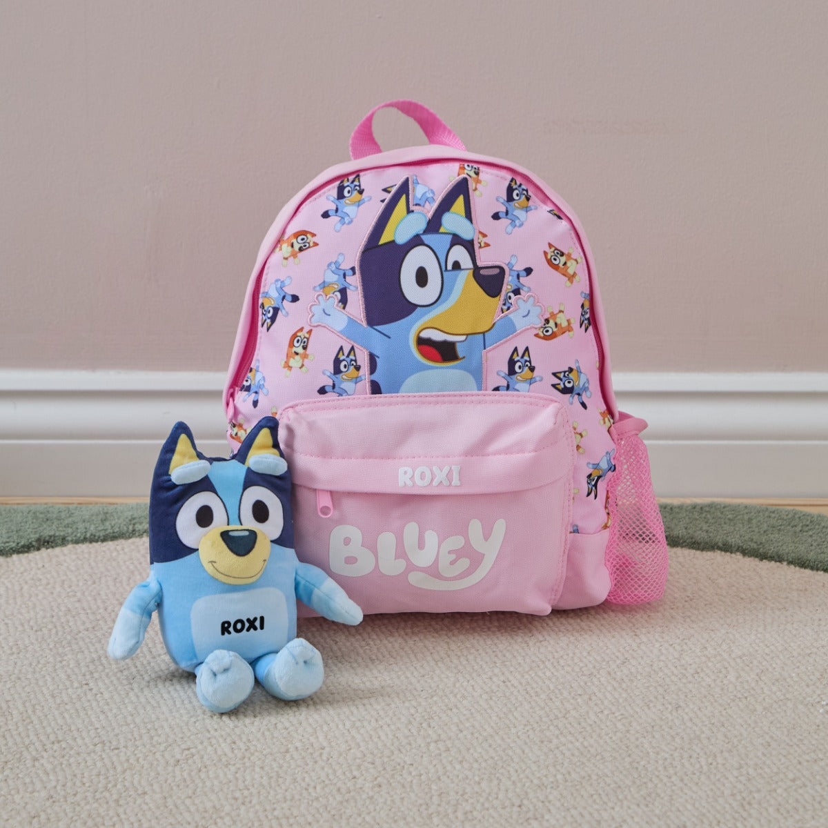 Personalised Pink Bluey Backpack & Plush Gift Set