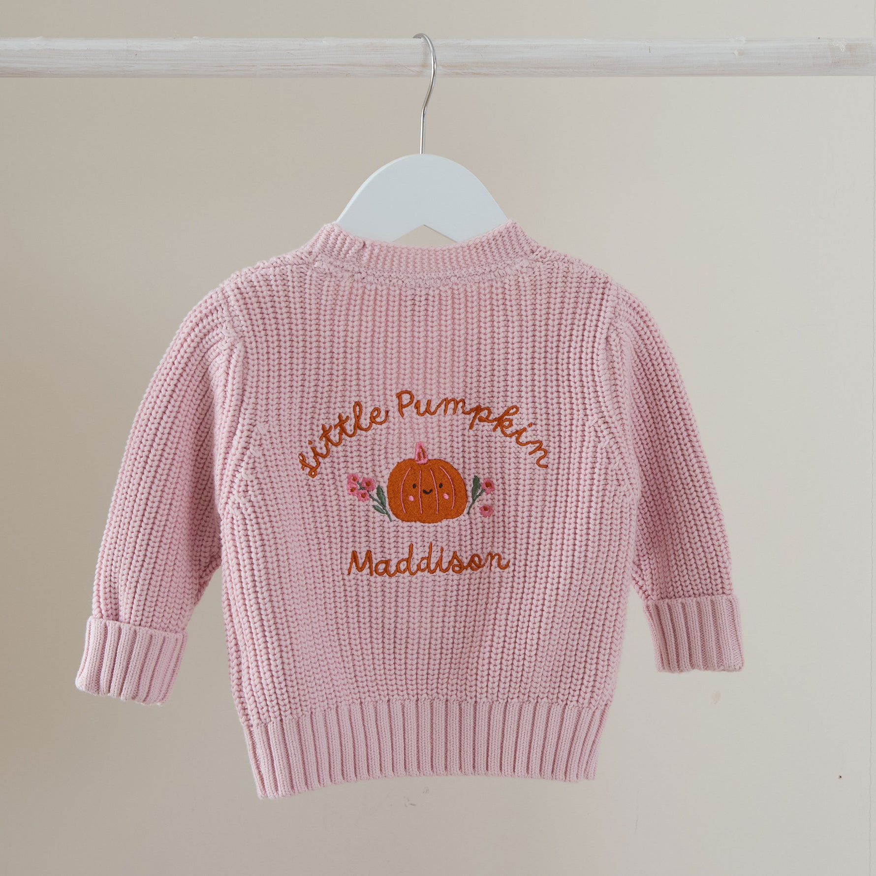 Personalised Little Pumpkin Pink Cardigan