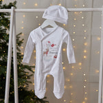 Personalised First Christmas Stack Wrap Sleepsuit & Hat Set