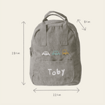 Personalised 3 Cars Embroidered Grey Cord Backpack