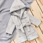 Personalised Grey Hooded Towelling Robe