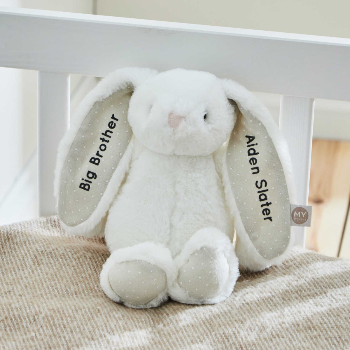 Personalised White Bunny Soft Toy - Embroidered