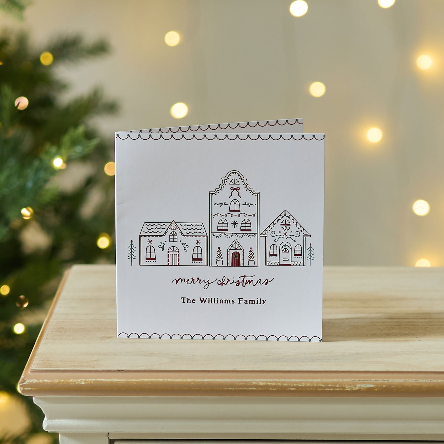 Personalised Gingerbread House Scene Christmas Card