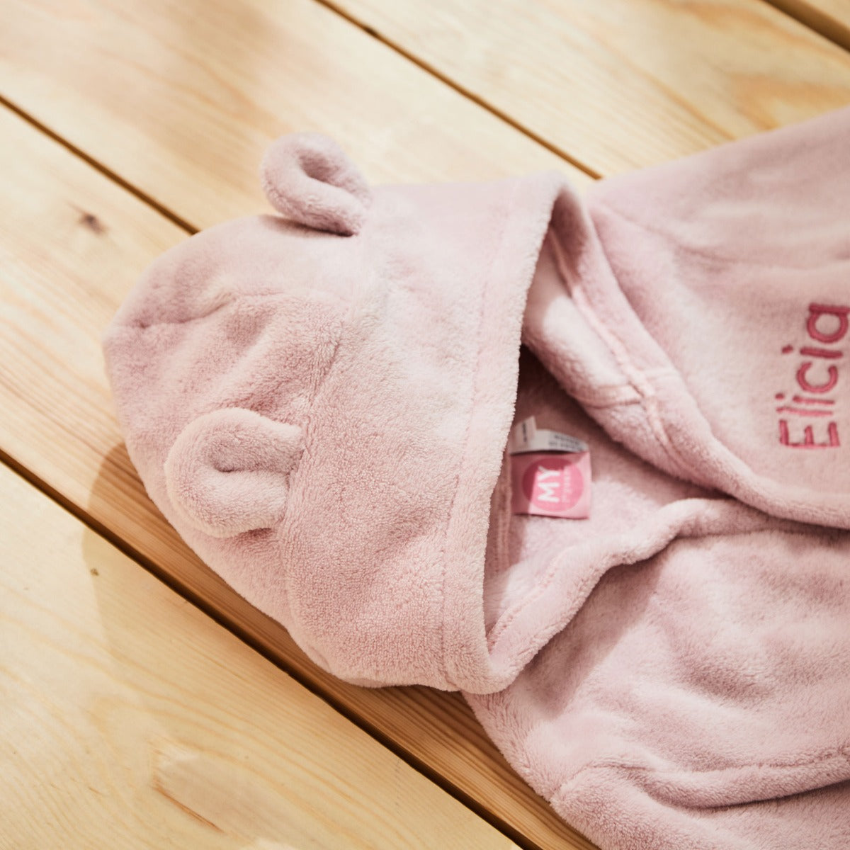 Personalized Pink Fleece Robe with Ears