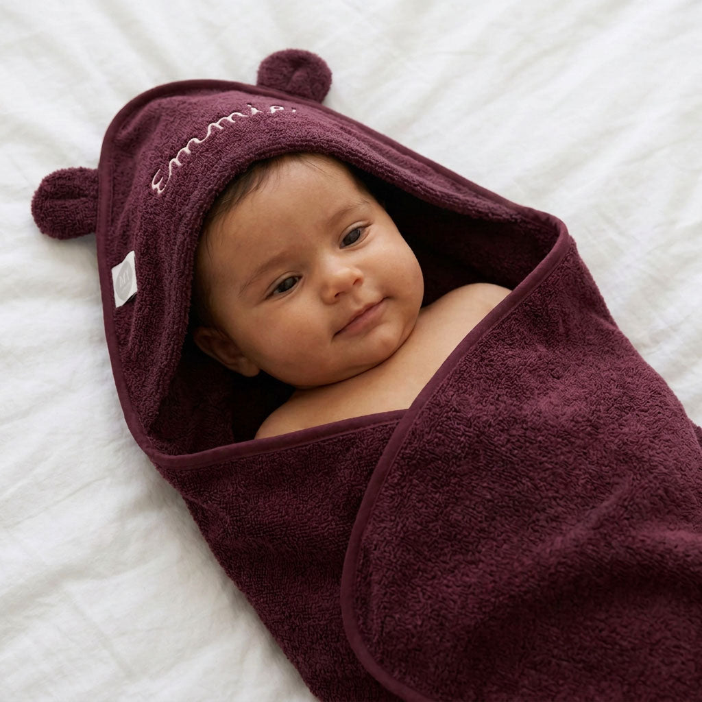 Personalised Mulberry Pie Curved Hooded Towel