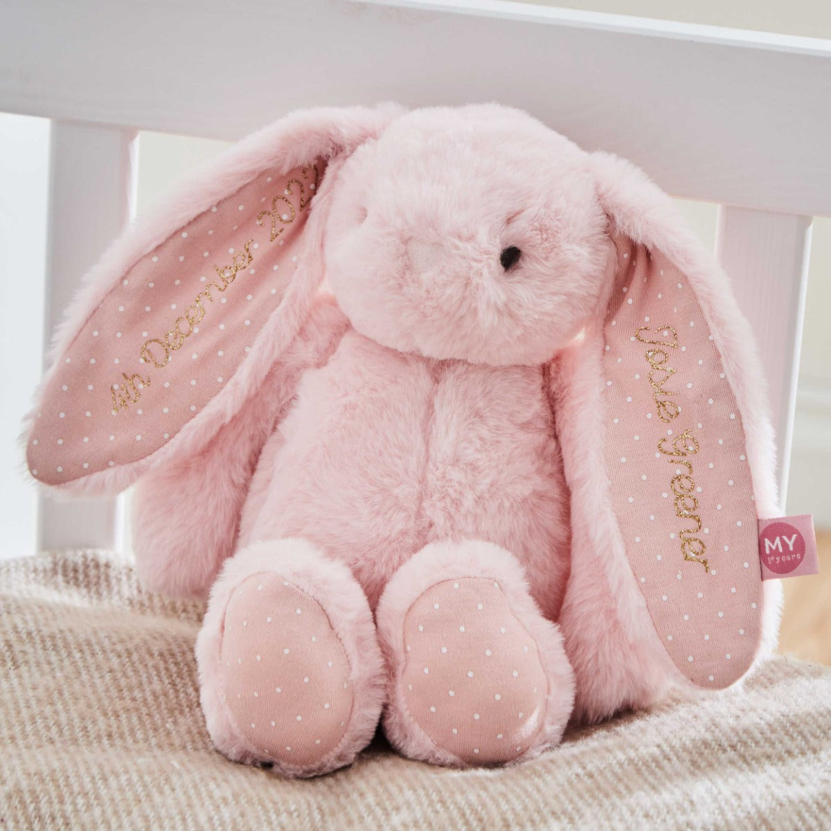 Personalised Pink Bunny Soft Toy - Embroidered