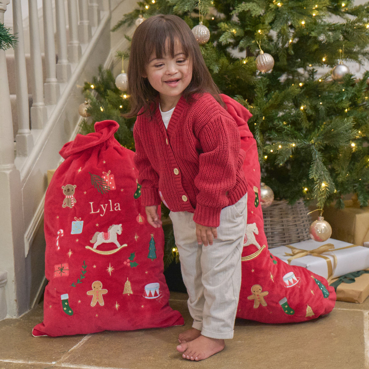 Personalised Embroidery Detailed Christmas Sack