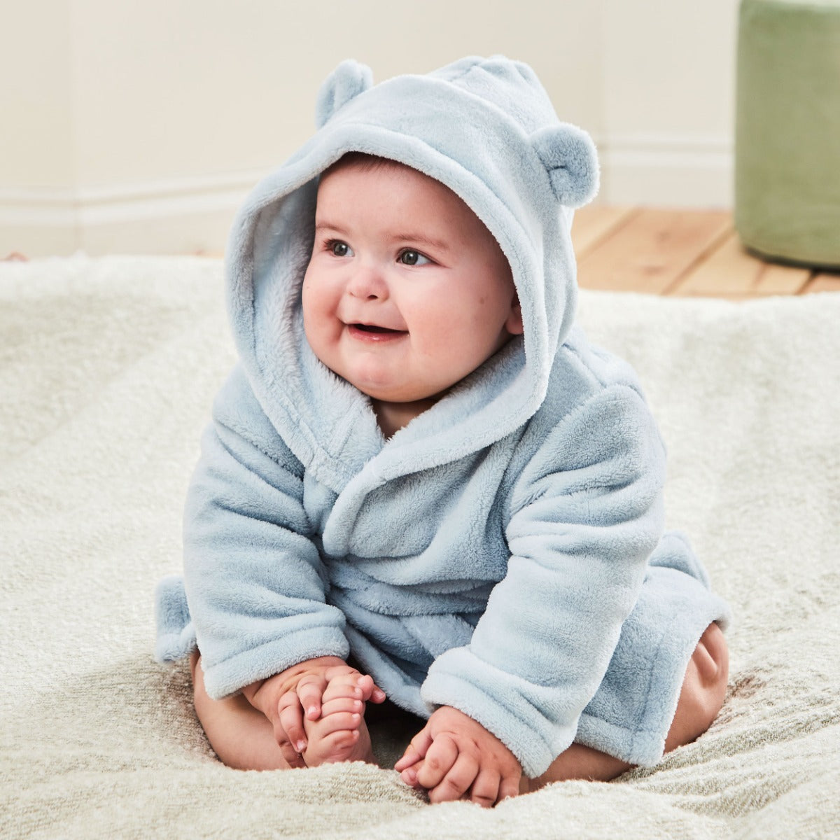 Personalized Blue Fleece Robe with Ears