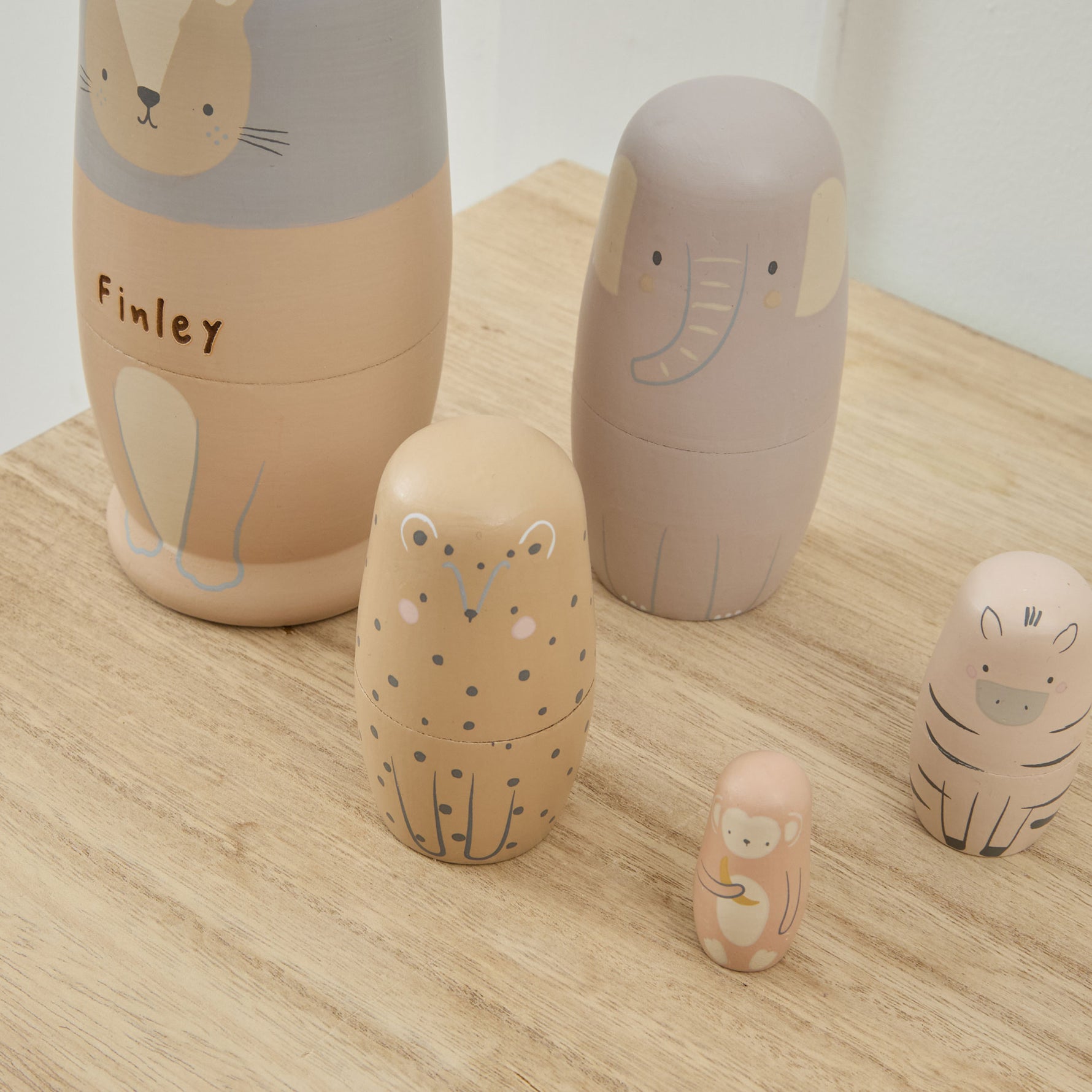 Personalised Neutral Safari Nesting Dolls