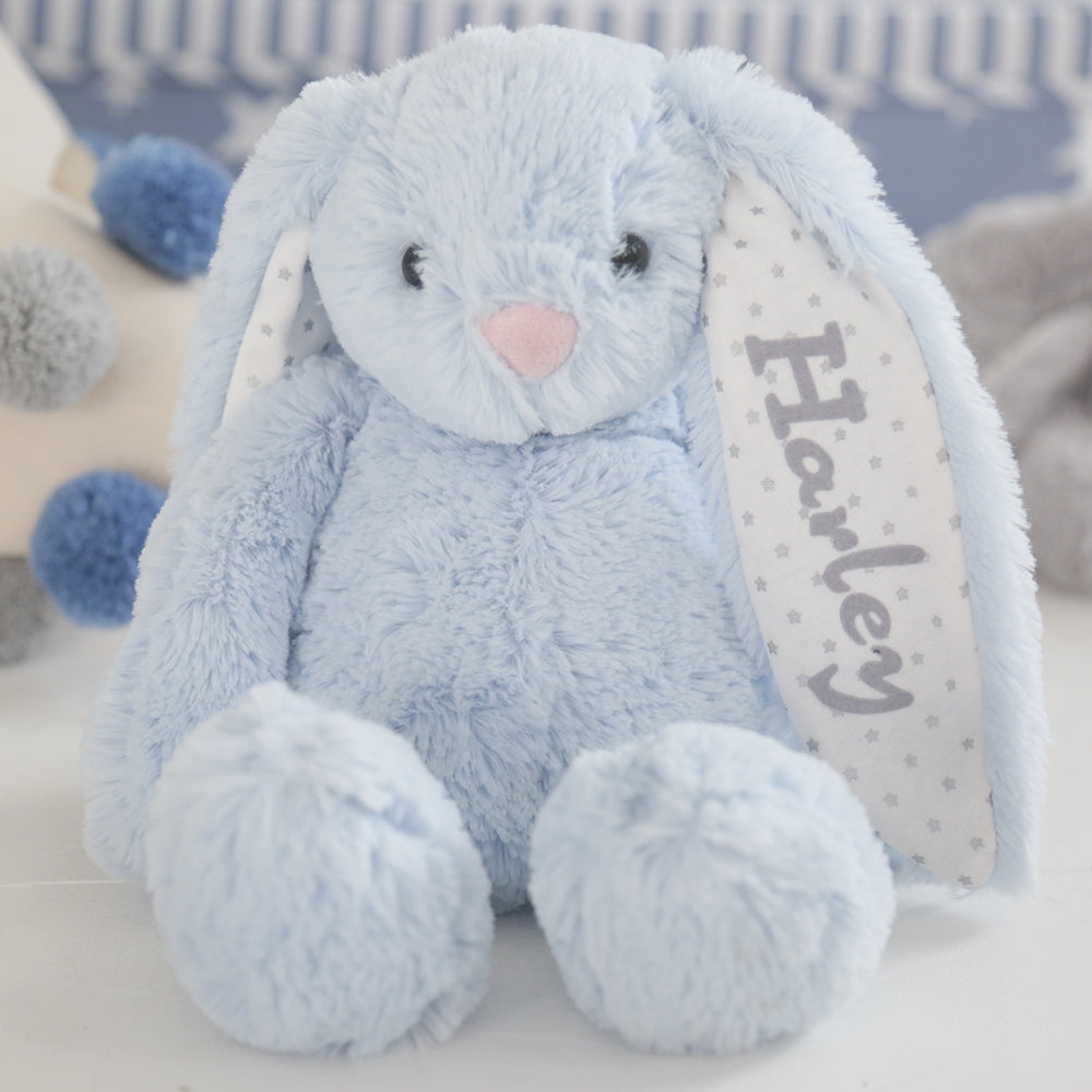 Personalised Blue Bunny Soft Toy For Gift Set - Embroidered