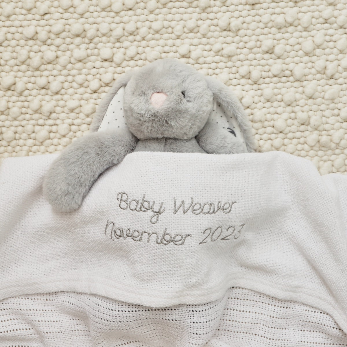 Personalized Ivory Cellular Baby Blanket
