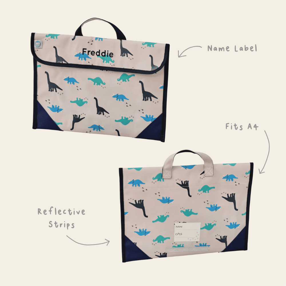 Personalised Grey Dino Book Bag
