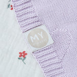 Personalised Lush Lavender Heart Jacquard Baby Blanket