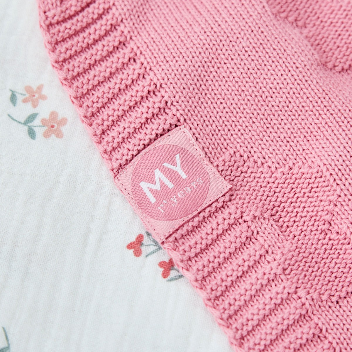 Personalised Daisy Peony Pink Jacquard Baby Blanket 
