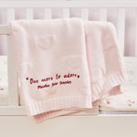 Personalized Born To Be Adored Valentine's Heart Jacquard Baby Blanket in Light Pink