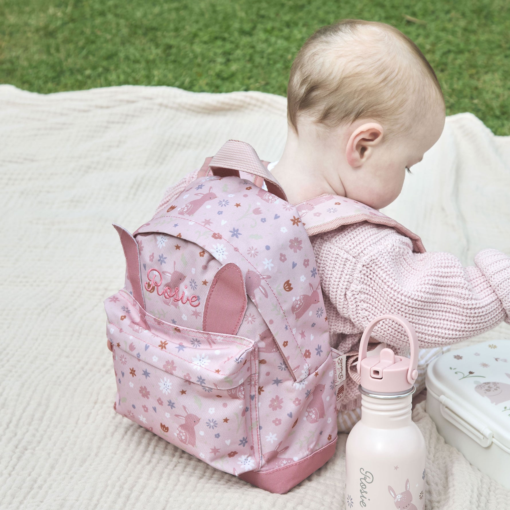 Personalised Pink Bunny Mini Backpack with Ears