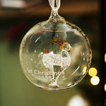 Personalised 1st Christmas Reindeer Glass Bauble
