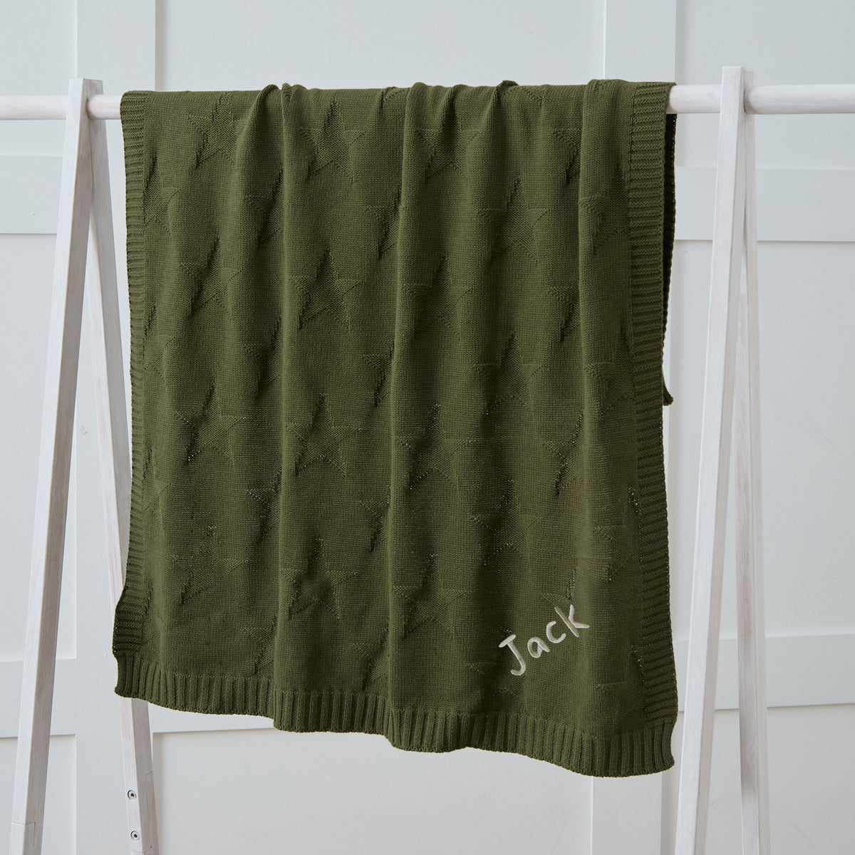 Personalised Spruce Green Jacquard Blanket