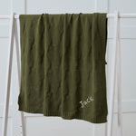 Personalised Spruce Green Jacquard Blanket