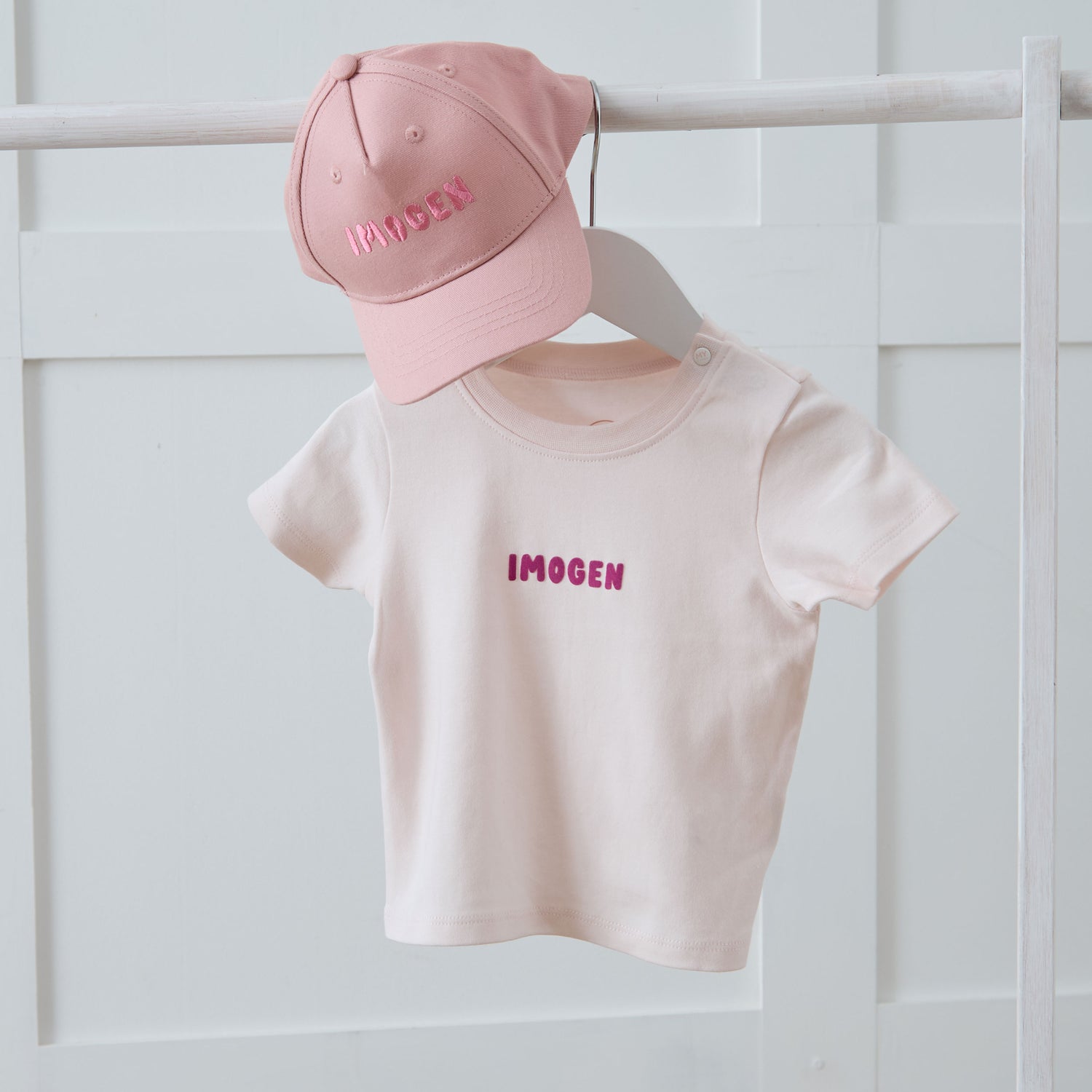 Personalised Pink Cap and T-Shirt Gift Set