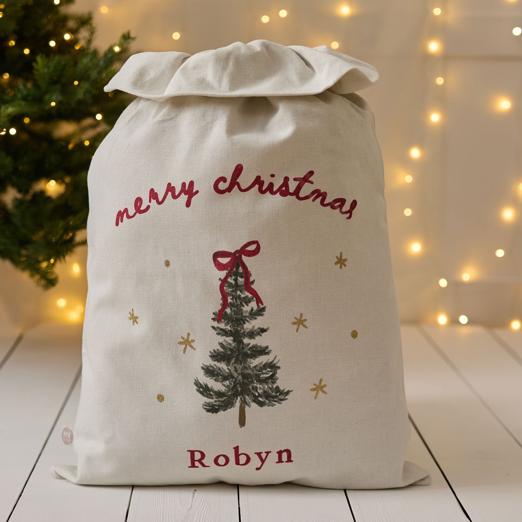 Personalised Cream Christmas Tree Sack