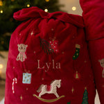 Personalised Embroidery Detailed Christmas Sack and Stocking Gift Set