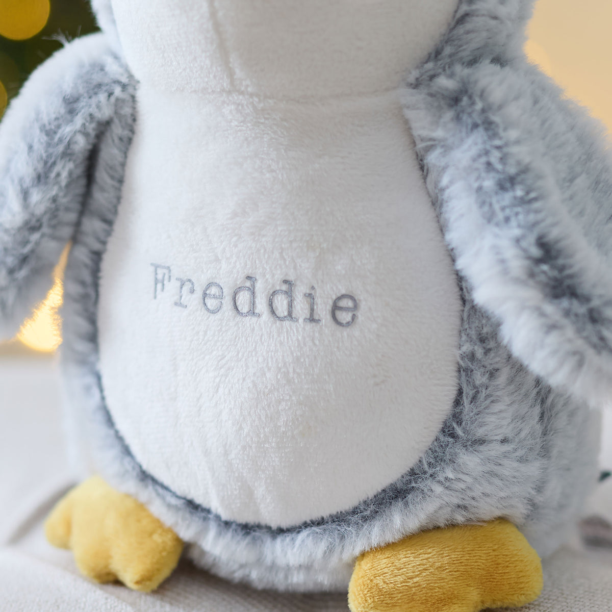 Personalised Grey Penguin Soft Toy