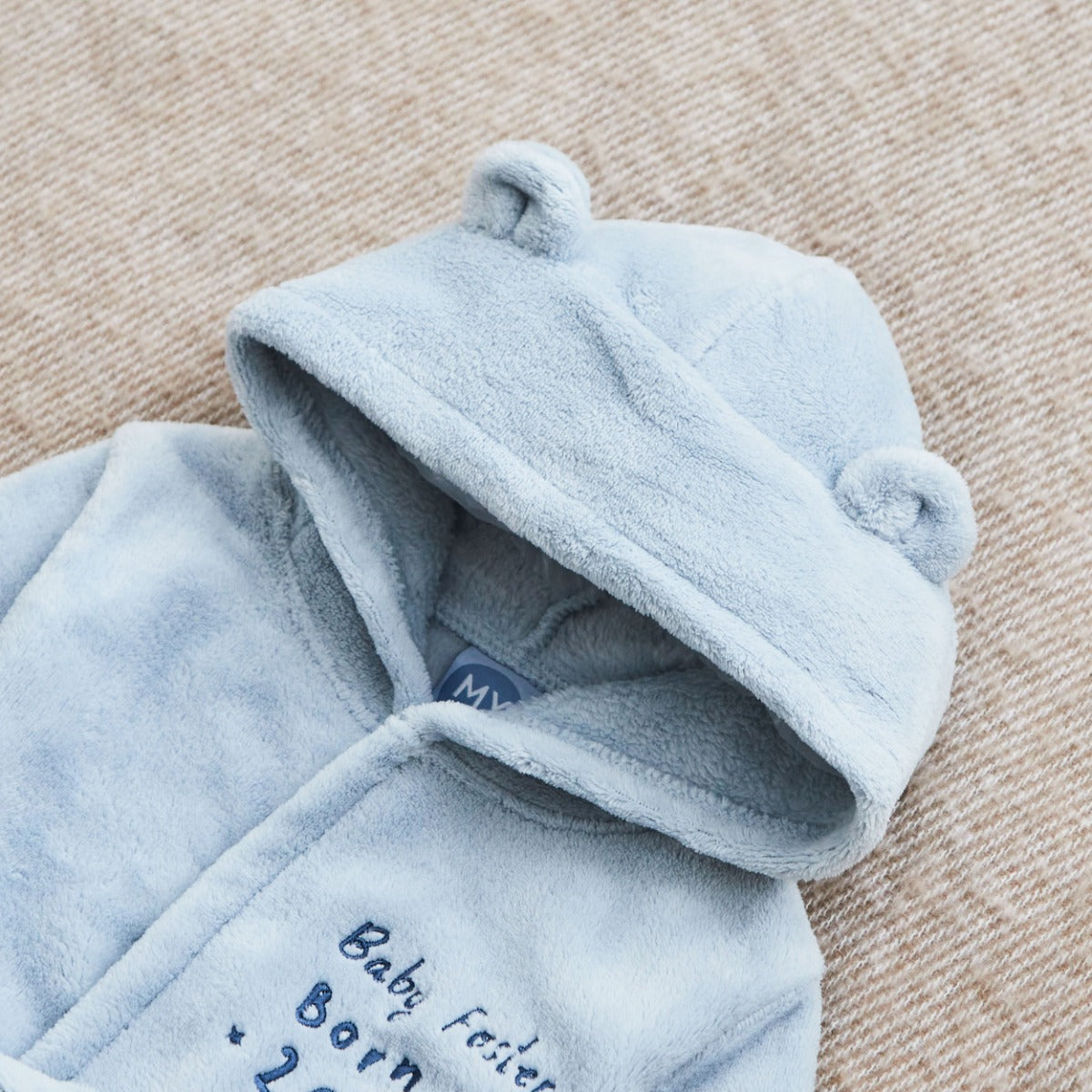 Personalized Born in 2026 Blue Fleece Robe with Ears