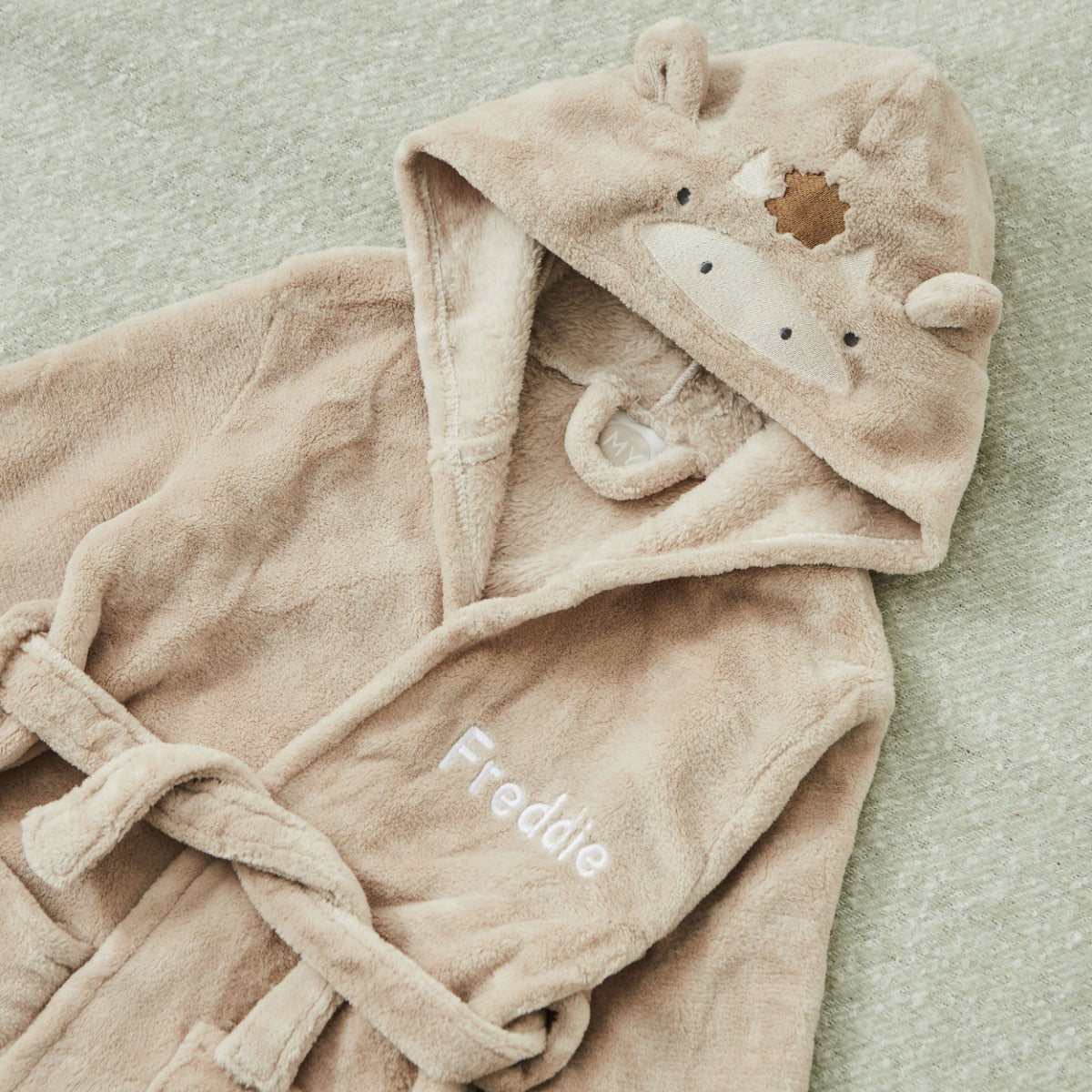 Personalised Oatmeal Cow Fleece Robe 