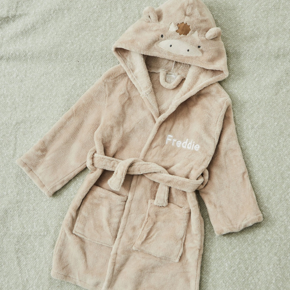 Personalised Oatmeal Cow Fleece Robe 