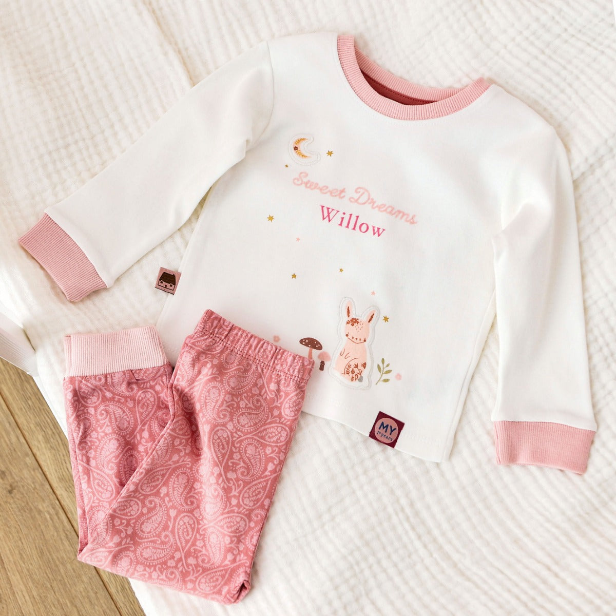 Personalised Pink Sweet Dreams Jersey Pyjamas