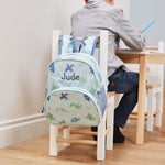 Personalised Blue Dinosaur Mini Backpack