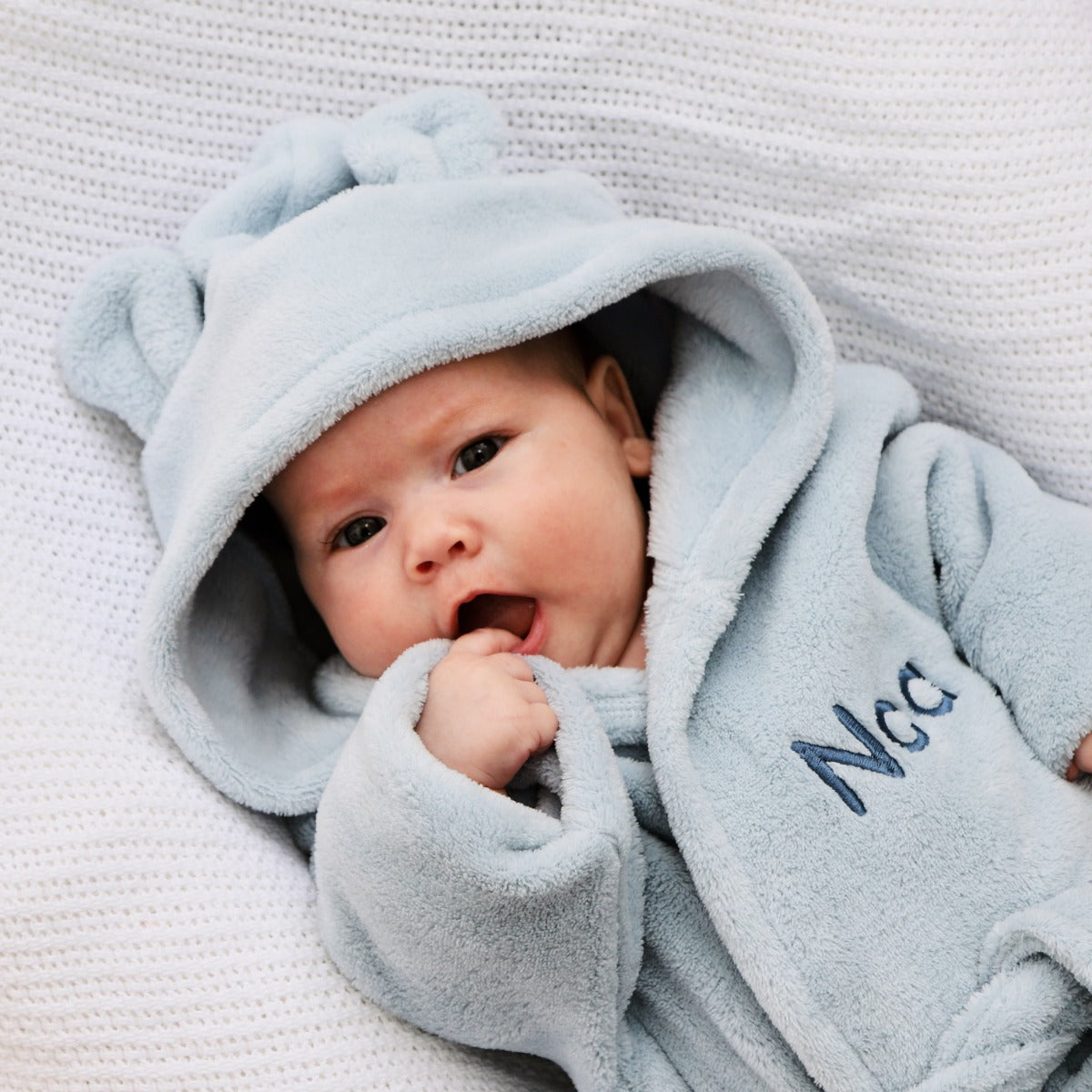 Personalised Blue Fleece Robe with Ears