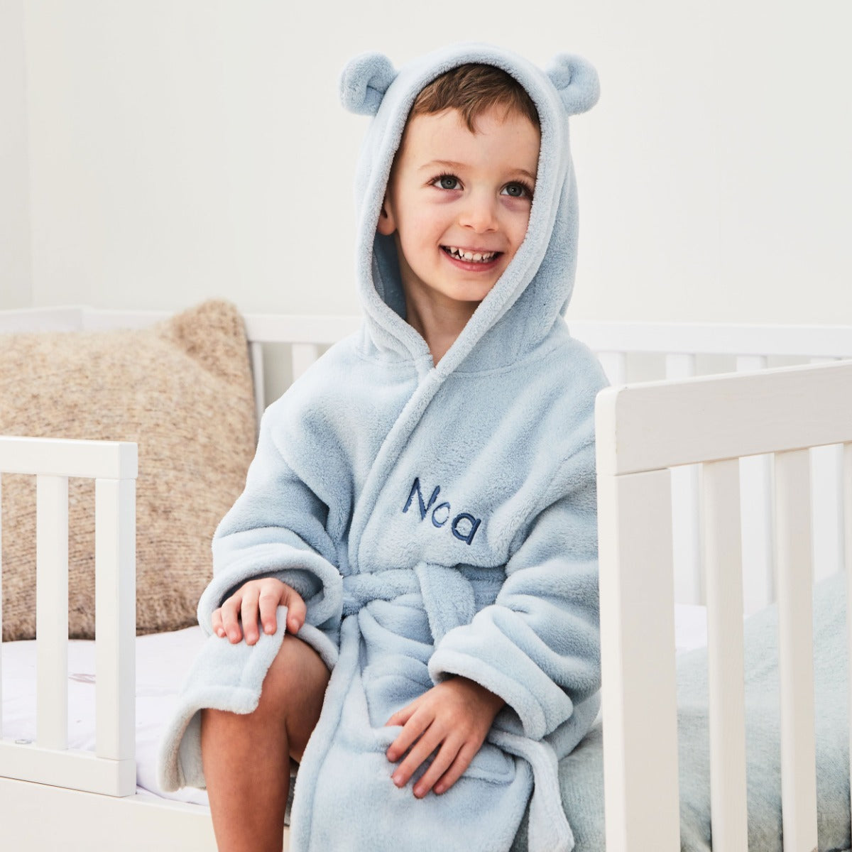 Personalised Blue Fleece Robe with Ears