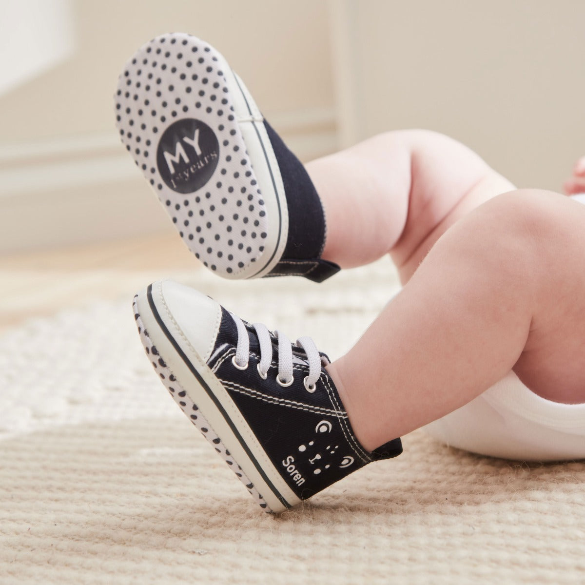 Personalised Navy Bear Design High Top Shoes