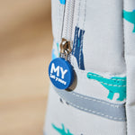 Personalised Grey Dinosaur Print Lunch Bag