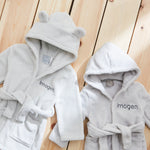 Personalised Grey Fleece Robe with Ears