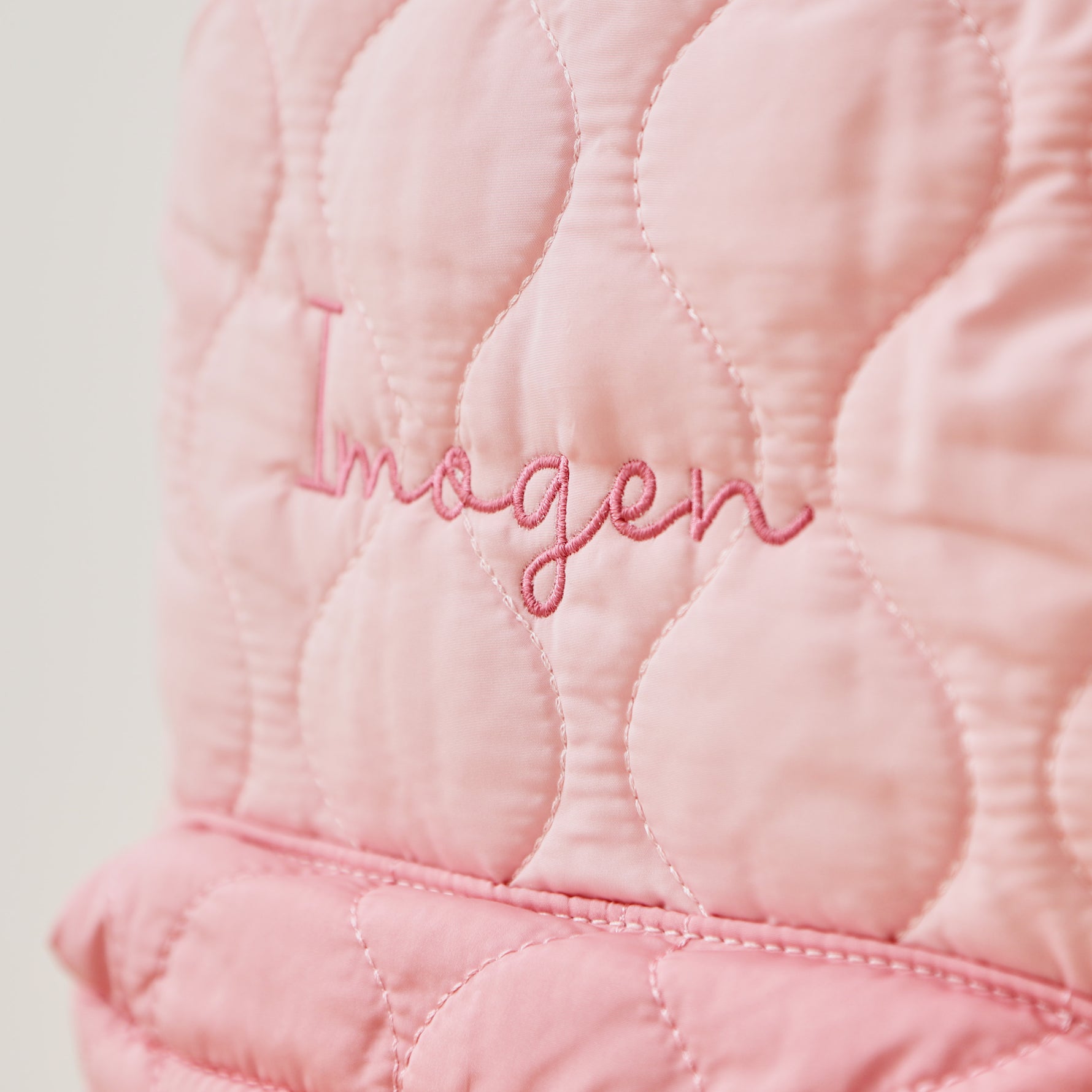 Personalised Pink Quilted Medium Backpack
