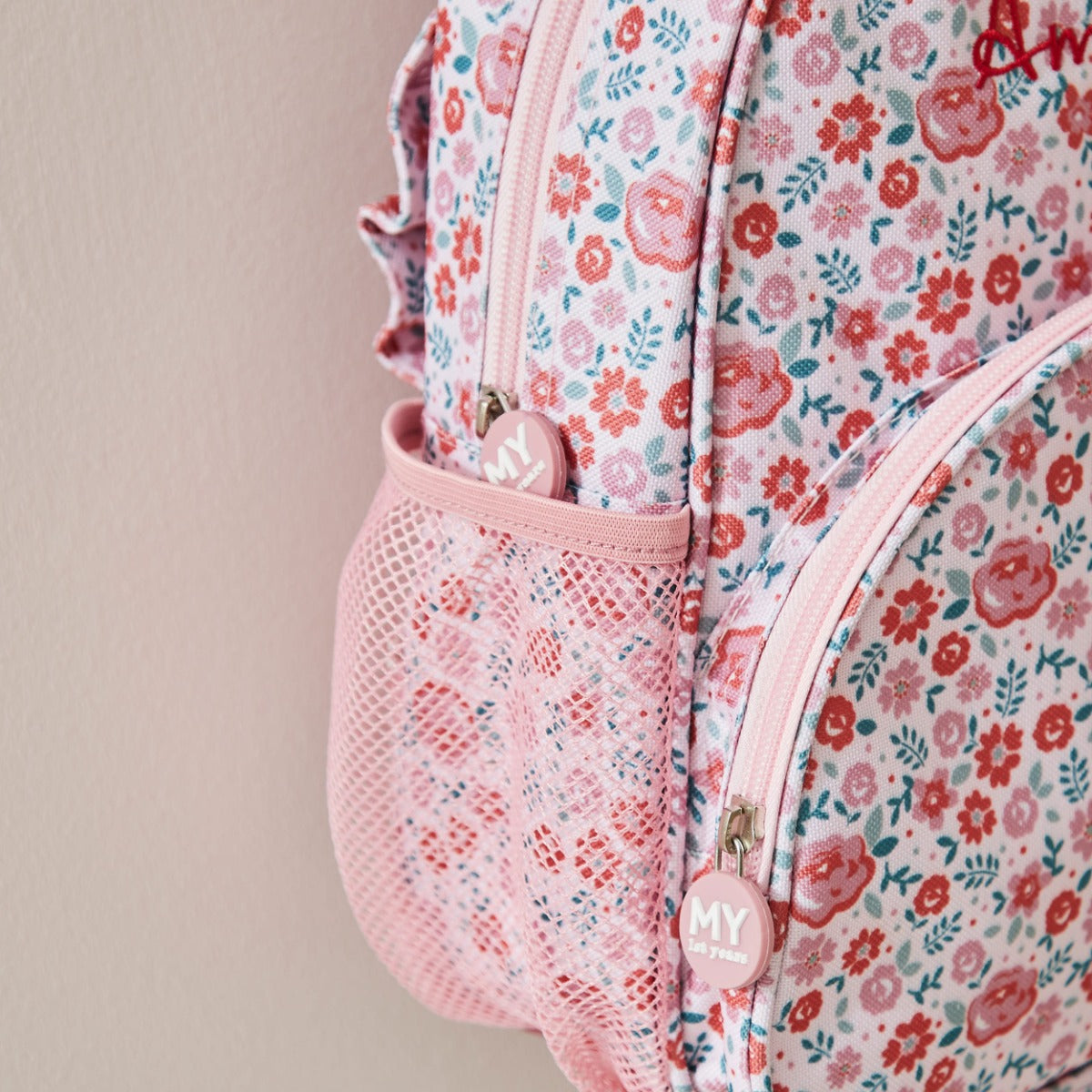 Personalised Pink Ditsy Print Classic Medium Backpack