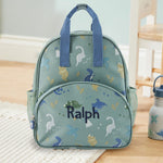 Personalised Khaki Dinosaur Print Medium Backpack