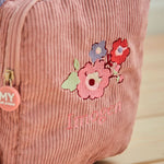 Personalised Pink Floral Cord Backpack with Grab Handle 