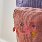 My Kids Personalised Pink Initial Cord Backpack with Grab Handle