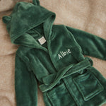 Personalised Forest Green Fleece Robe With Ears