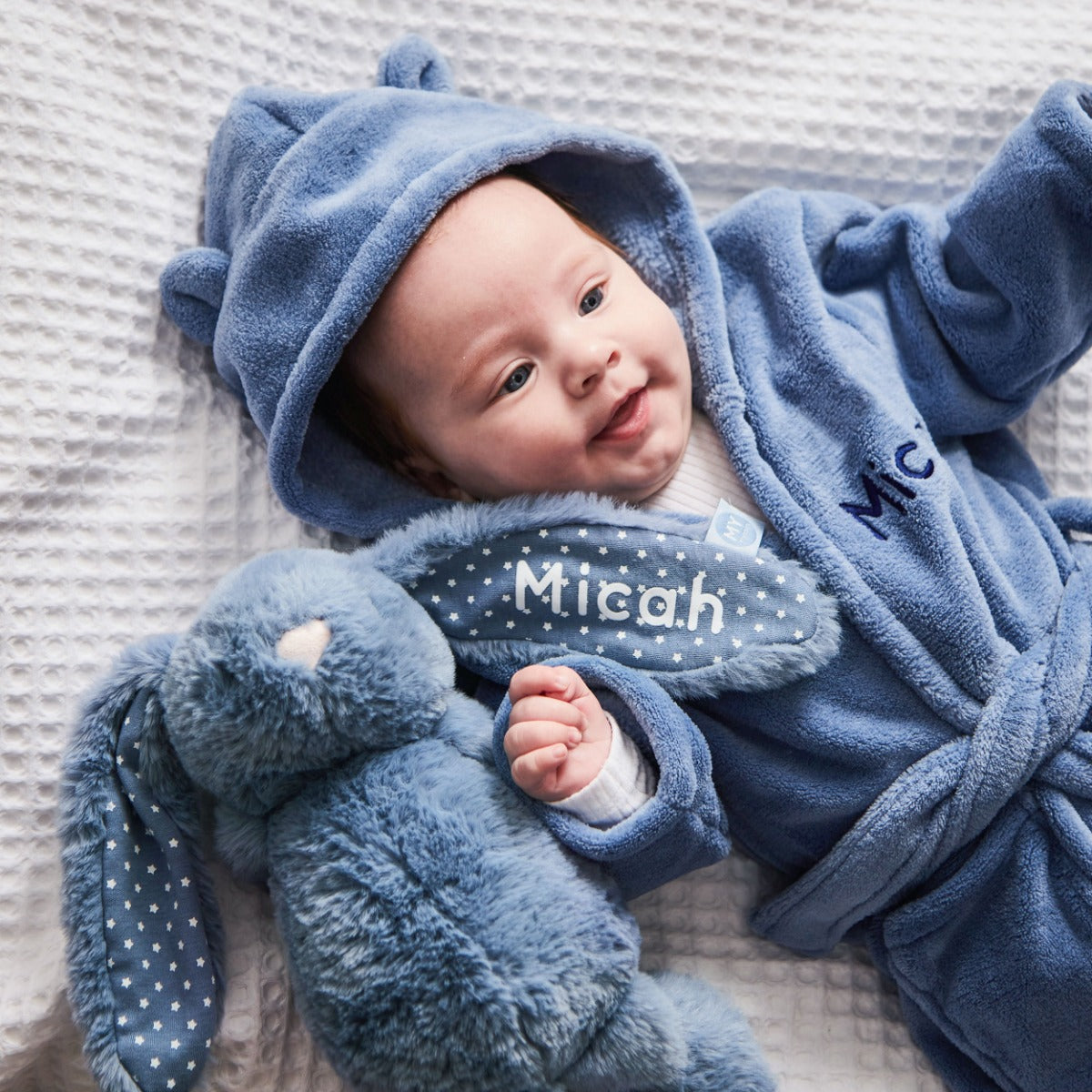Personalised Wave Fleece Robe Ears