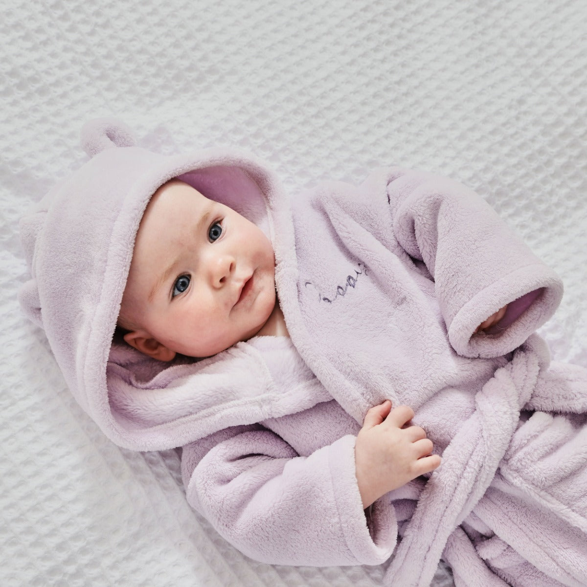 Personalised Lush Lavender Fleece Robe With Ears 