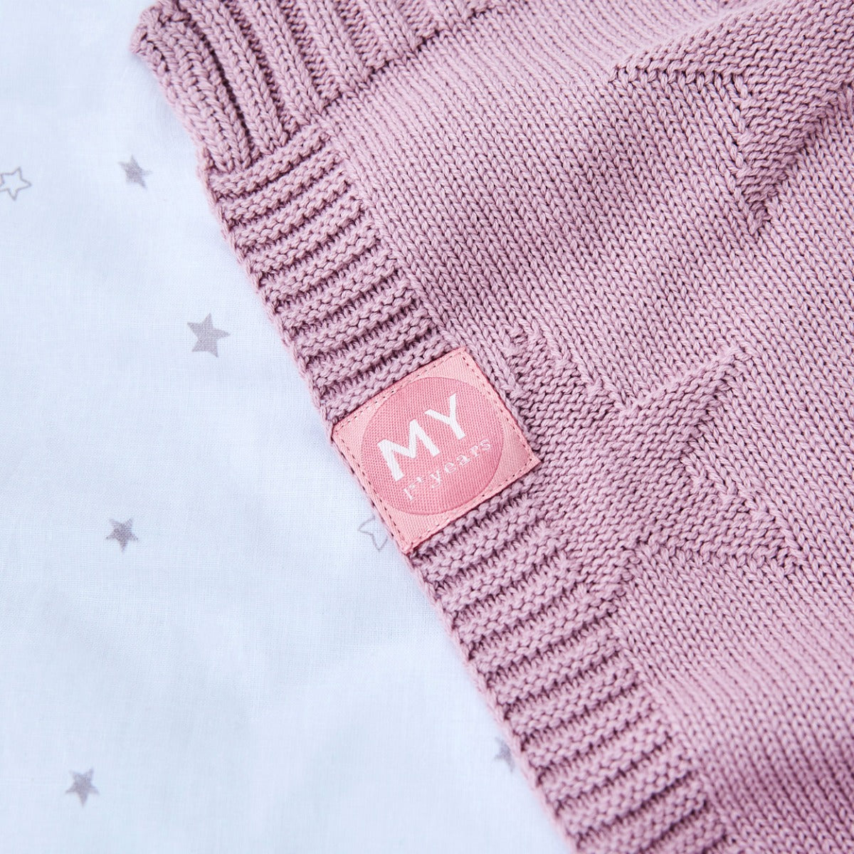 Personalised Dusky Mauve Star Jacquard Blanket