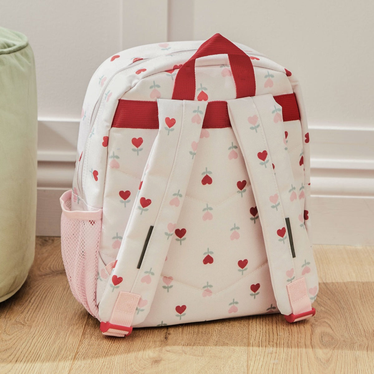 Personalised Heart Pocket Flower Medium Backpack